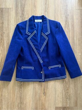 Vintage Lilli Ann Royal Blue Blazer with White Trim
